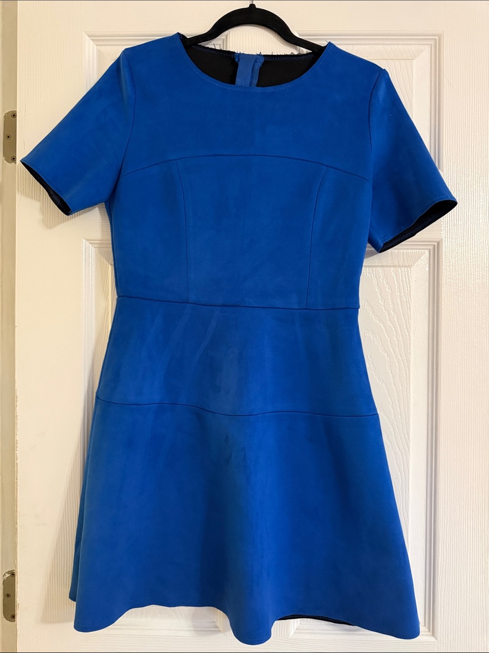 FRNCH Royal Blue Short Sleeve A-Line Midi Dress